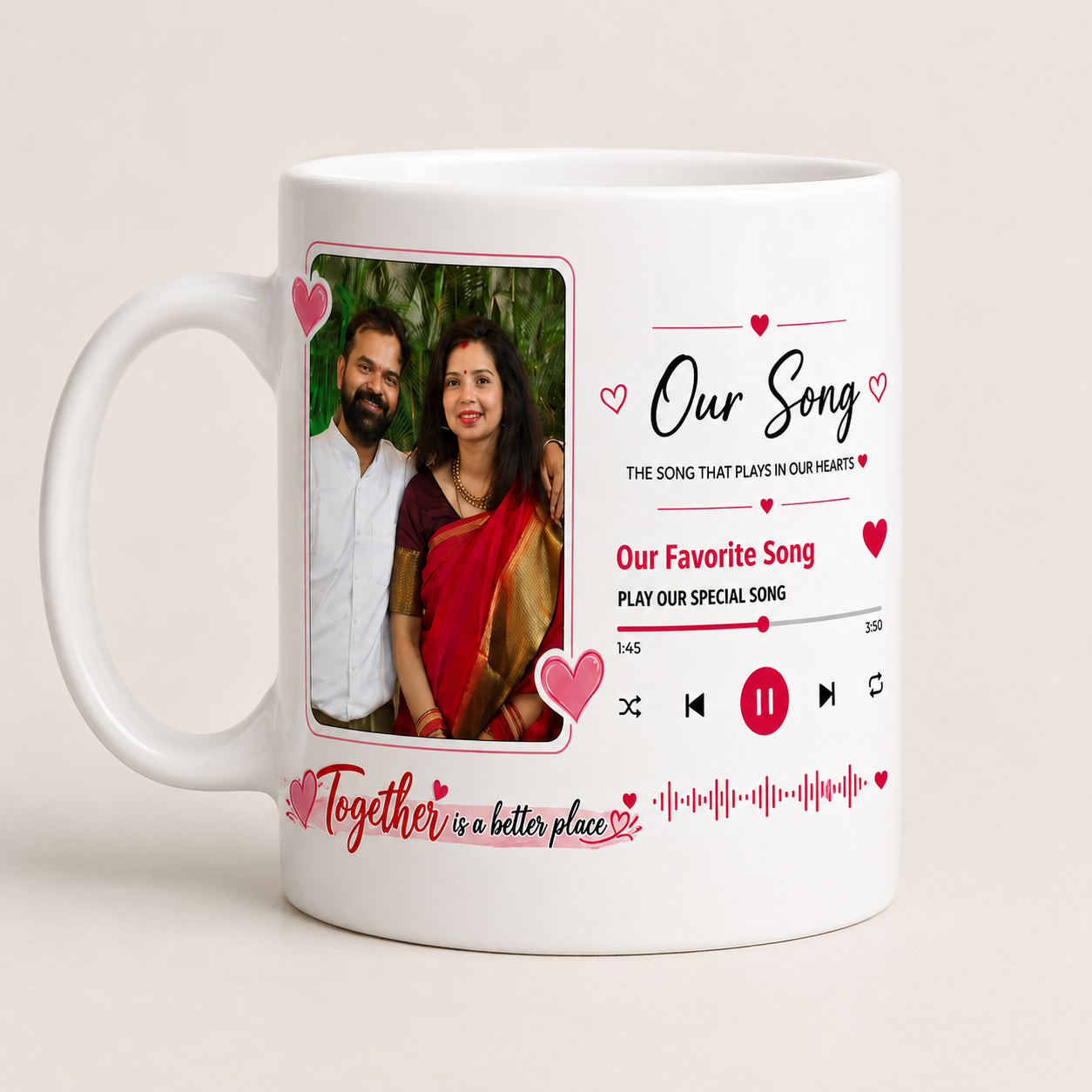 Personalized Music Mug – Photo, Couple Name & Song QR