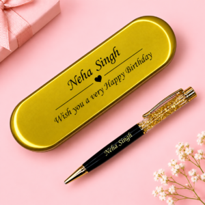 Personalized Gold Flake Premium Pen with Gift Box